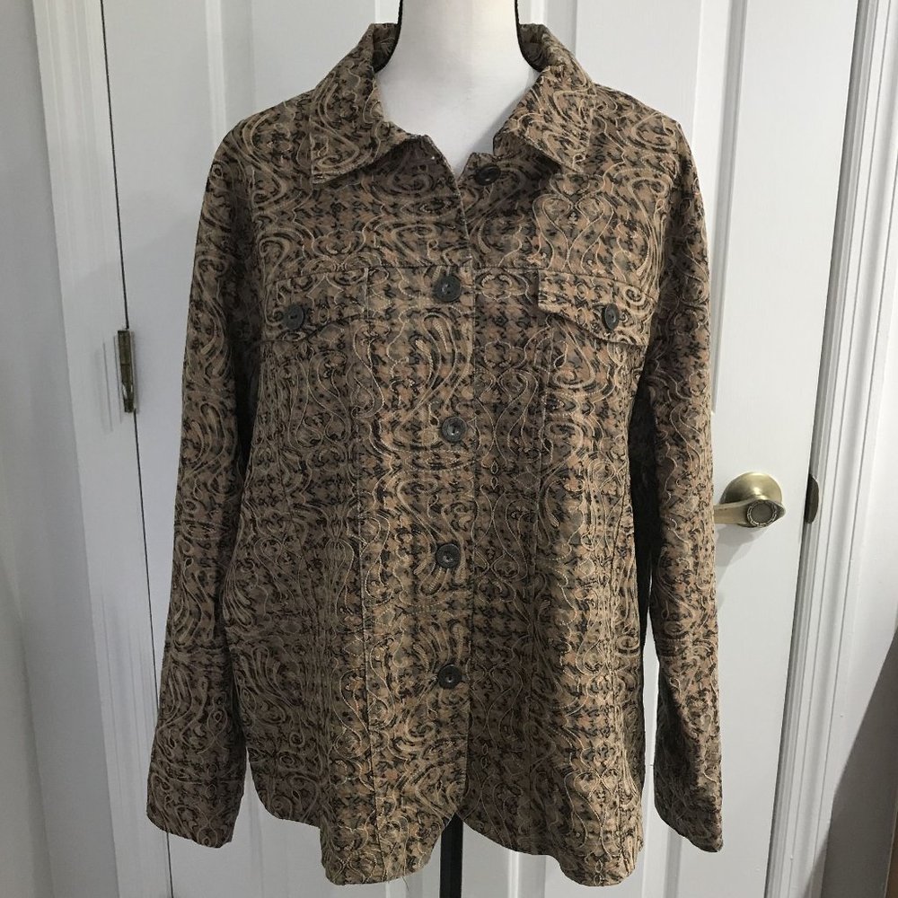 Long Sleeve Paisley Button Up Top 2x